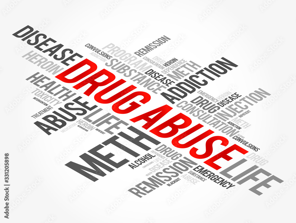 Drug Abuse word cloud collage, health concept background Drug Abuse word cloud collage, health concept background