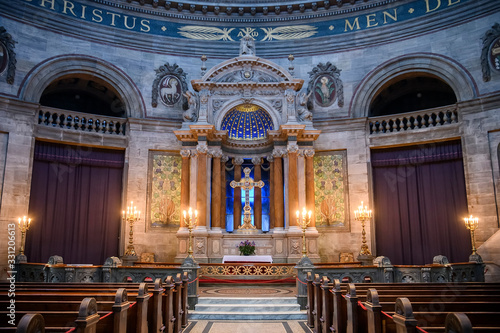 Interior of Frederiks Kirke Church or The Marble Church Marmorkirken in Copenhagen  Denmark. February 2020