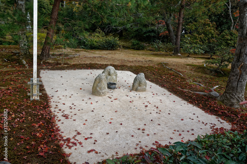 Canvas Print Zen rock garden with raked gravel