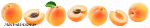 Fotografering Fresh apricots set isolated on white background