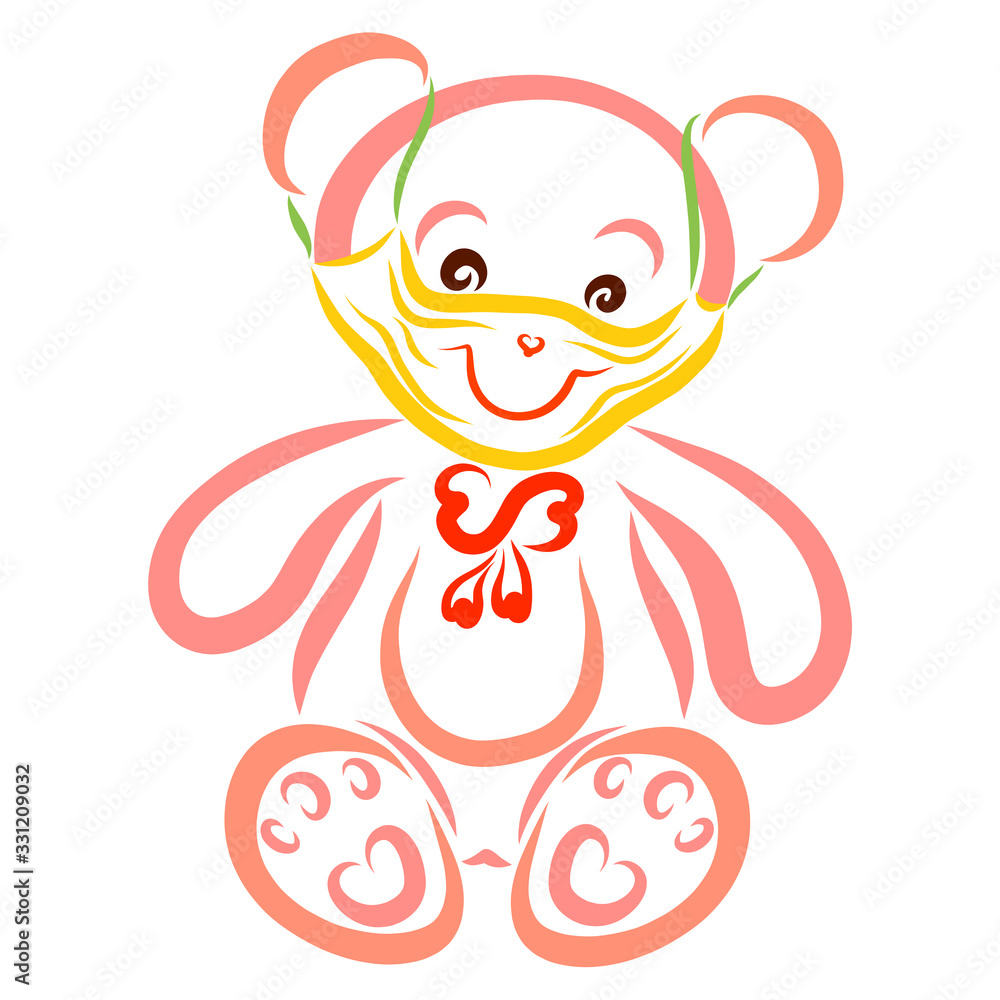teddy bear with a smile on a medical mask teddy bear with a smile on a medical mask