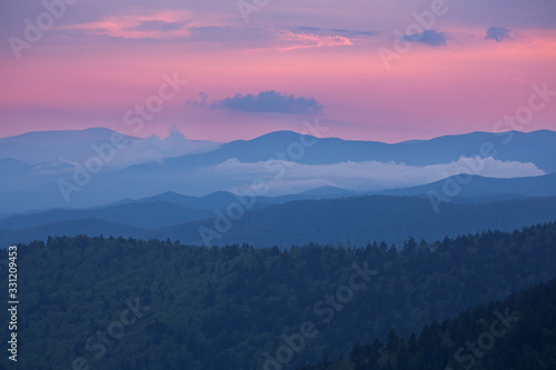 Landscape at twilight of the Great Smoky Mountains from Clingman's Dome, North Carolina, USA © Dean Pennala