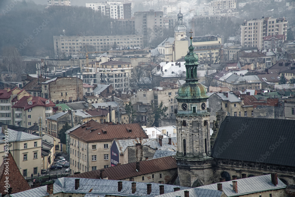 Church dome tower in Lviv, the European city of Culture