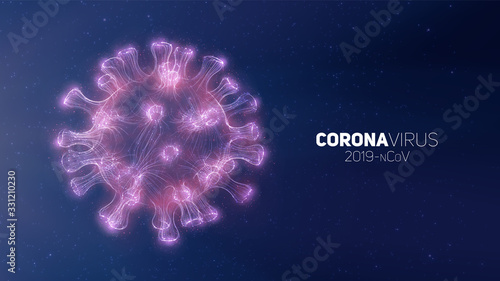 Vector conceptual Coronavirus illustration. 3d virus form on a abstract background. Pathogen visualization. Design for banner information, flyer, poster, etc.