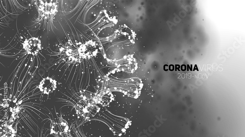 Vector conceptual Coronavirus illustration. 3d virus form on a abstract background. Pathogen visualization. Design for banner information, flyer, poster, etc.