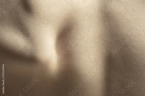 Spine. Detailed texture of human skin. Close up shot of young caucasian female body. Skincare, bodycare, healthcare, hygiene and medicine concept. Looks beauty and well-kept. Dermatology.