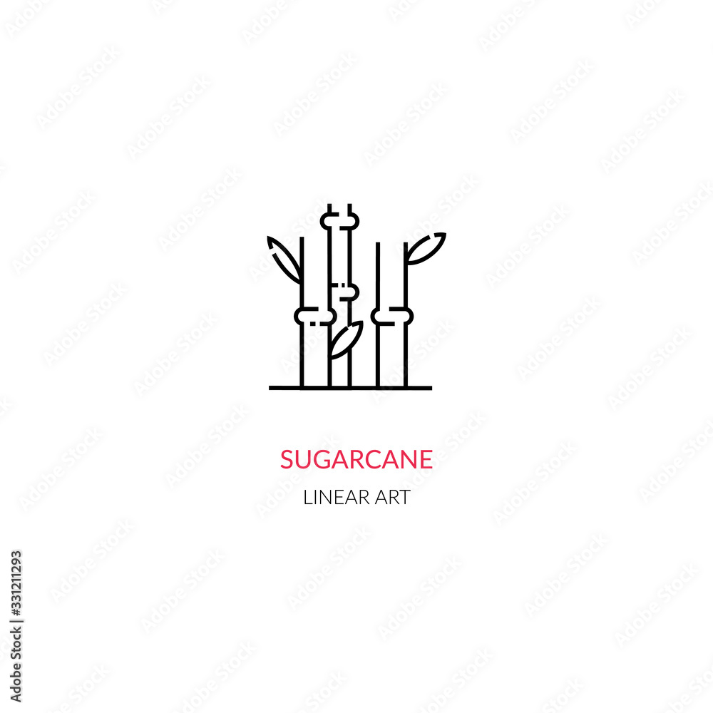 Sugarcane production. Simple vector illustration. Linear style.