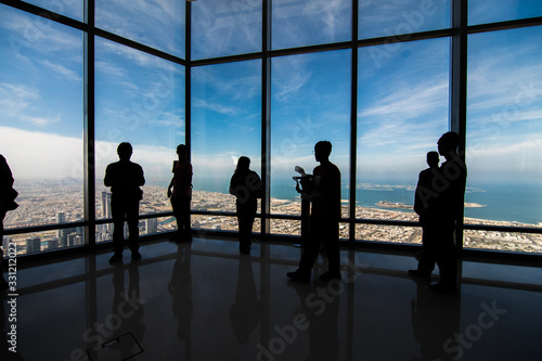 Fotografering DUBAI, UAE - December, 2019: At The Top Burj Khalifa, Dubai, United Arab Emirates