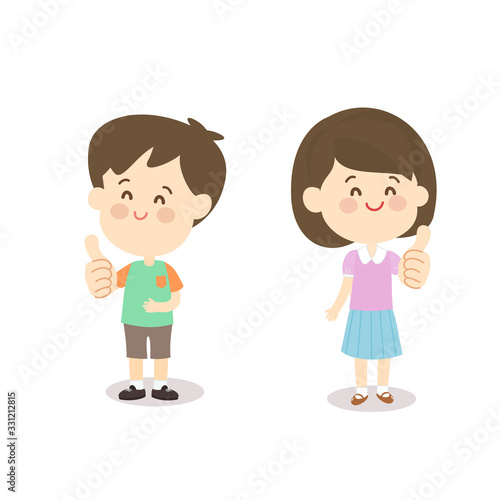 Cartoon Cute Boy and Girl Vector