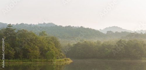 Beautiful nature and fog on the reservoir at Jedkod-Pongkonsao Natural Study in Saraburi Thailand 