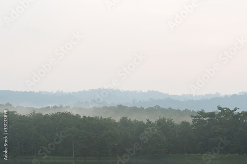Beautiful nature and fog on the reservoir at Jetkod-Pongkonsao Natural Study in Saraburi Thailand 