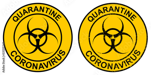 Stamp quarantine coronavirus with hazard sign , vector sign icon quarantine zone hazard, stop novel coronavirus outbreak covid 19 ncov sars