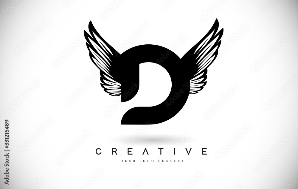 Obraz premium D Letter Logo with Wings. Creative Wing Letter D Logo icon Design Vector
