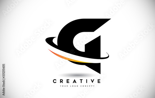 Letter G Swoosh Logo With Creative Curved Swoosh Icon Vector.