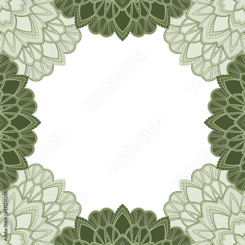 Abstract floral decorative frame for greeting card or invitation in ethnic style