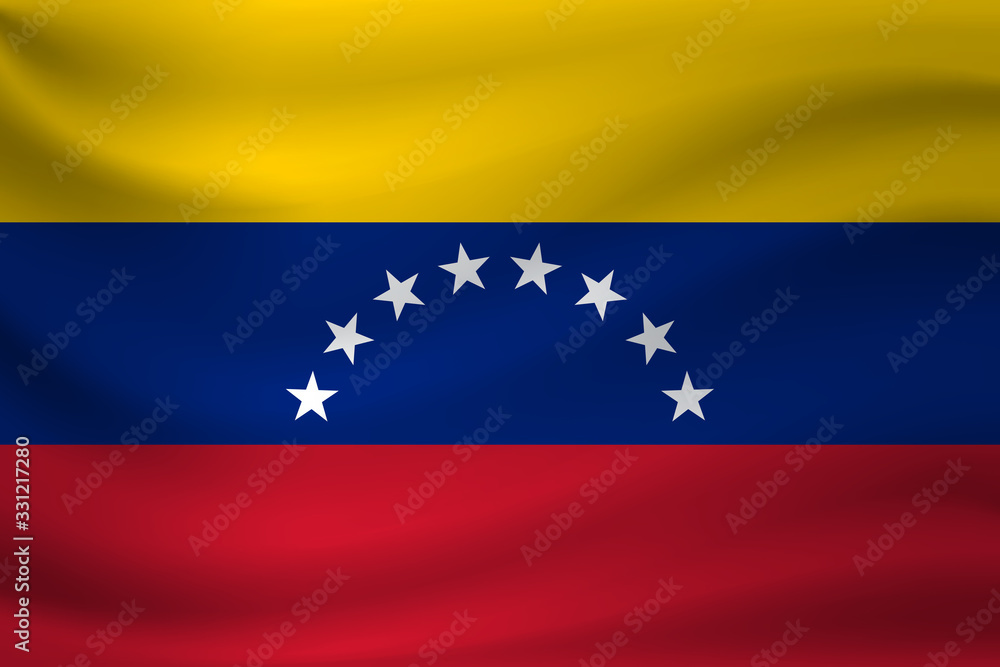 Waving flag of Venezuela. Vector illustration