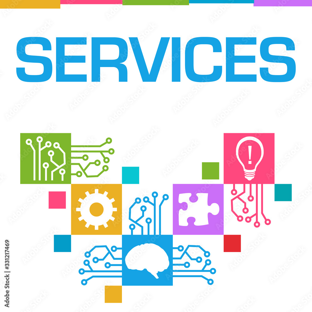 Obraz premium Services Colorful Squares Symbols Circuit Elements 