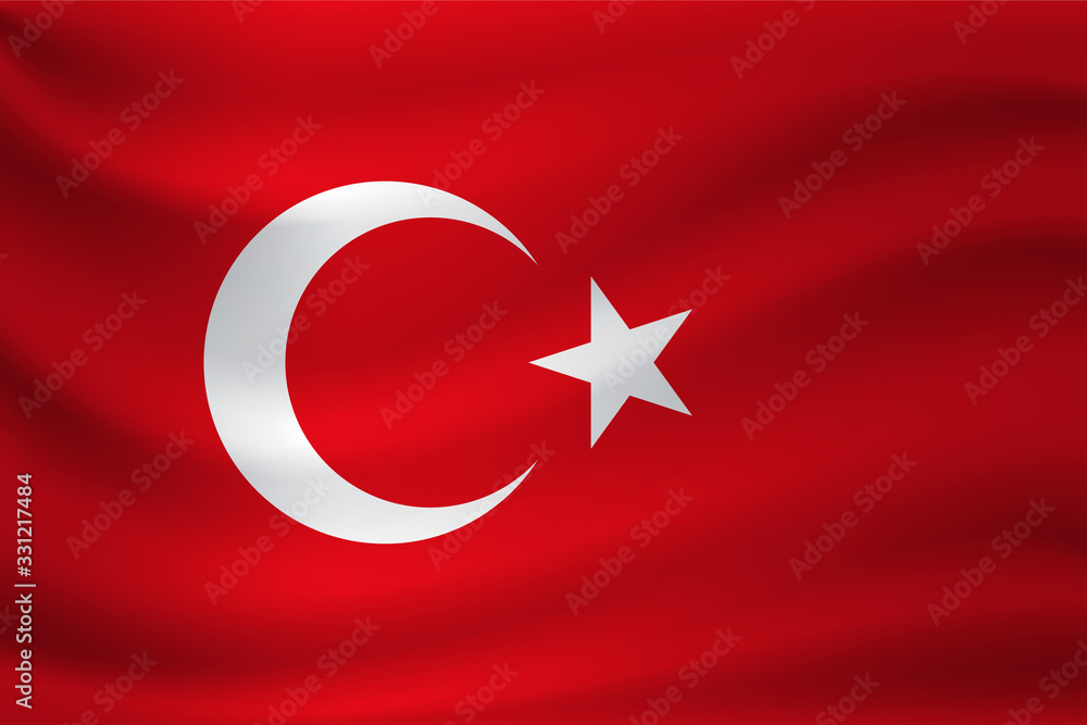 Waving flag of Turkey. Vector illustration Waving flag of Turkey. Vector illustration
