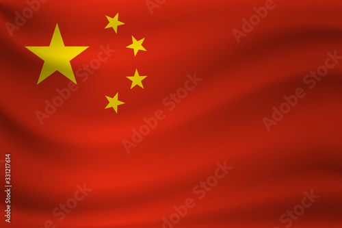 Waving flag of Peoples Republic of China. Vector illustration