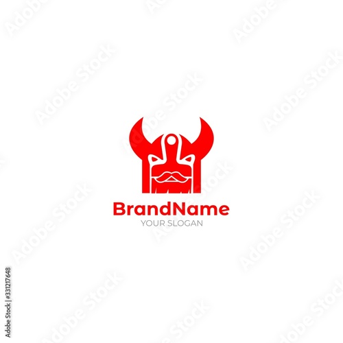 Paint Brush Devil Logo Design Vector