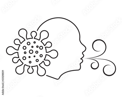 Having breath difficulties. Viral coronavirus, flu and cold symptom. Isolated vector illustration