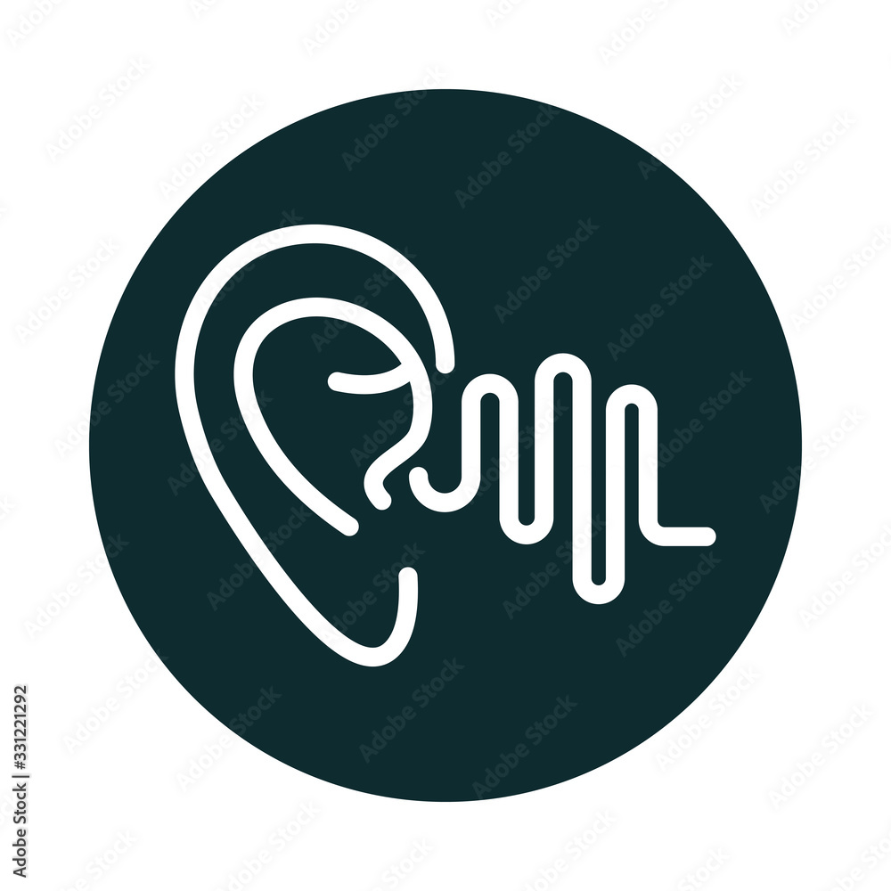 ear frequency audio sound block style icon ear frequency audio sound block style icon