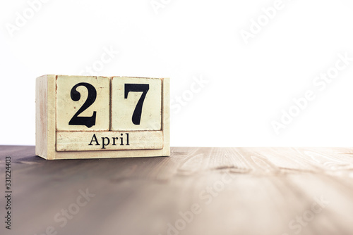 April 27th, fourth month of the clendar - copy space for text next to April symbol