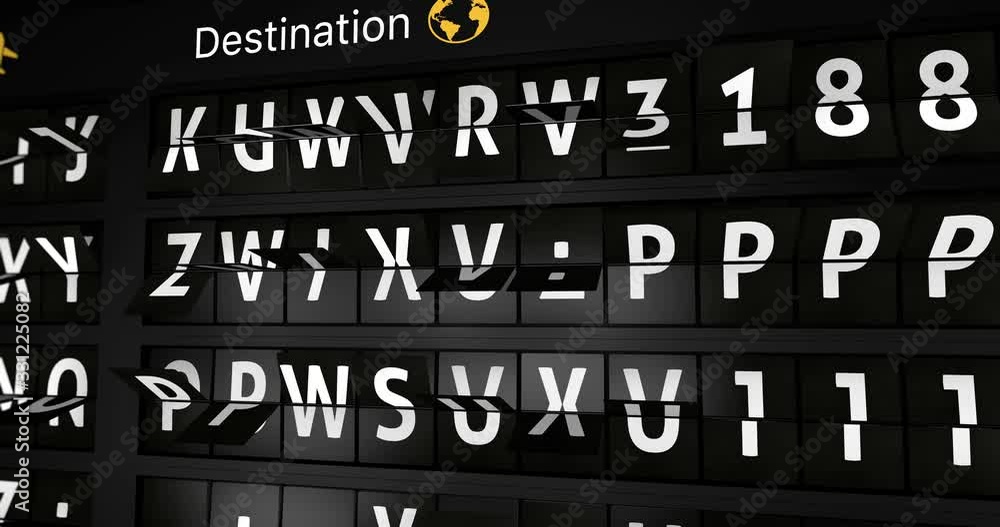 3D generated animation, analog flight information display board with the arrival city of Brasila, 4 different animations 3D generated animation, analog flight information display board with the arrival city of Brasila, 4 different animations