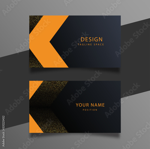 Elegant minimal black, orange and gold business card template.