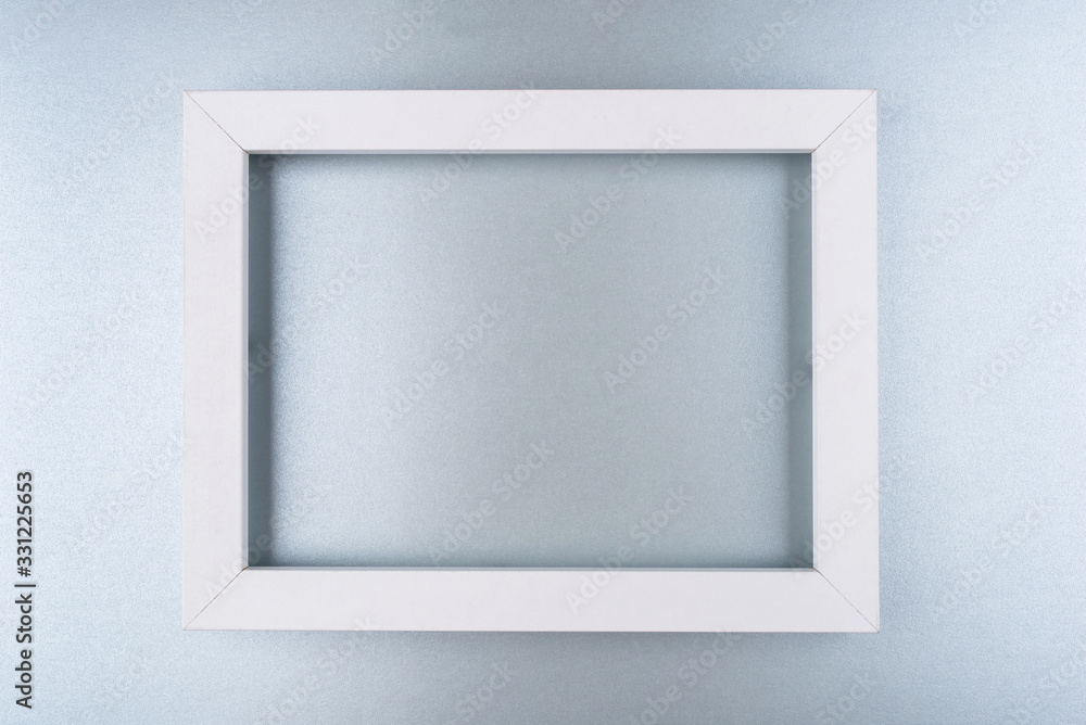 White text frame on a silver background. Copy space for text. White text frame on a silver background. Copy space for text.