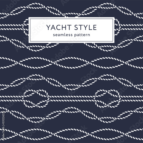 Nautical rope seamless pattern. Yacht style design. Vintage decorative background. Template for prints, wrapping paper, fabrics, covers, flyers, banners, posters and placards. Vector illustration.