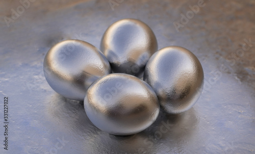 Eggs of natural chicken colored in silver are Concept Of Financial Growth