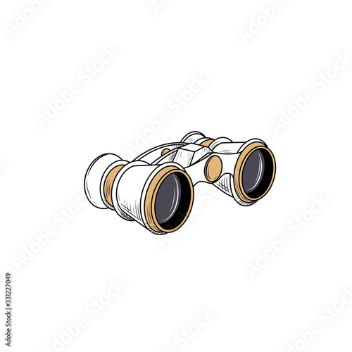 . Vintage opera glasses. Vector illustration. Accessory for theater and shows .