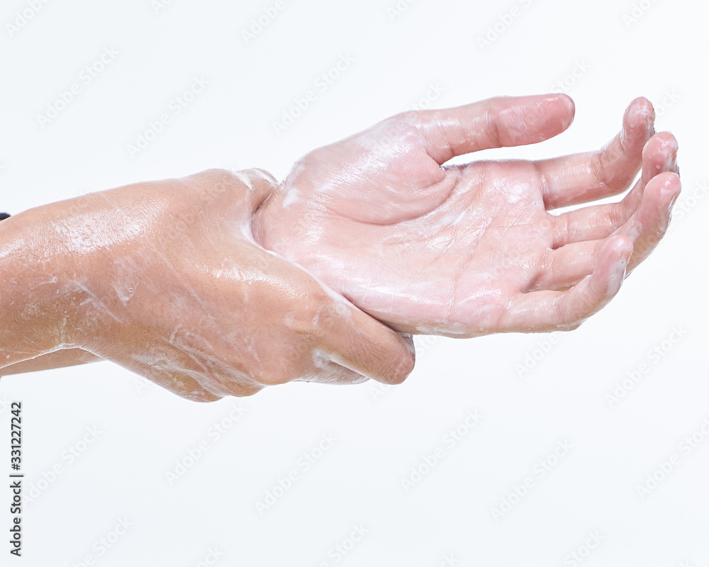 Isolated of Wash Hand with soap to cleaning Isolated of Wash Hand with soap to cleaning