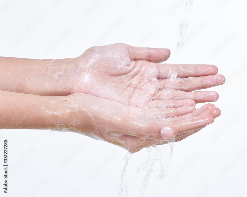 Isolated of Wash Hand with soap to cleaning