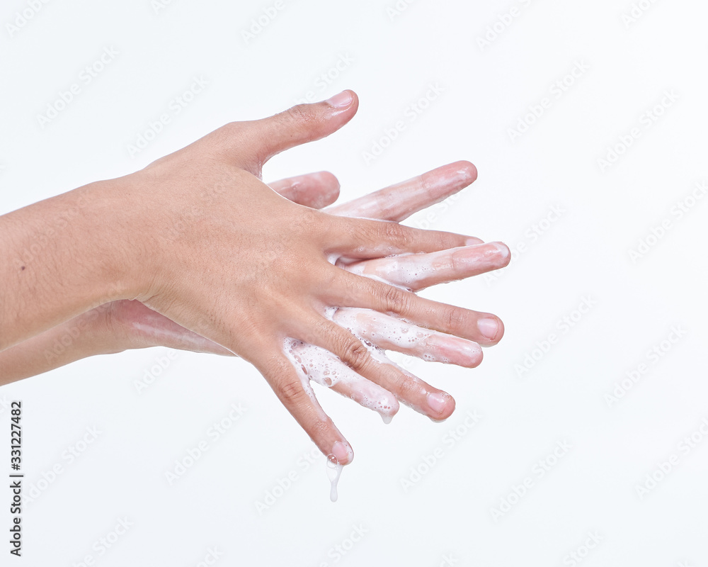 Isolated of Wash Hand with soap to cleaning Isolated of Wash Hand with soap to cleaning