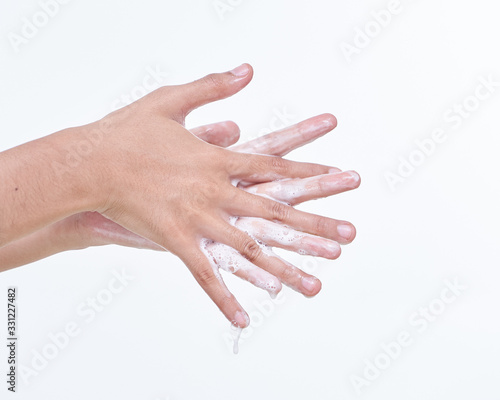Isolated of Wash Hand with soap to cleaning