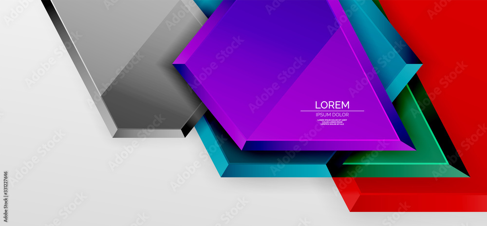 Metal glossy shiny geometric shapes with 3d effect composition. Techno futuristic vector abstract background For Wallpaper, Banner, Background, Card, Book Illustration, landing page