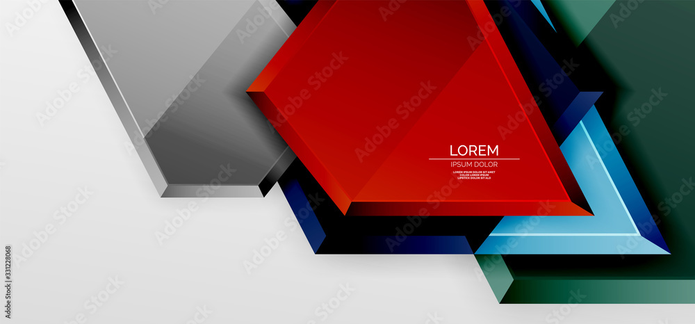 Metal glossy shiny geometric shapes with 3d effect composition. Techno futuristic vector abstract background For Wallpaper, Banner, Background, Card, Book Illustration, landing page
