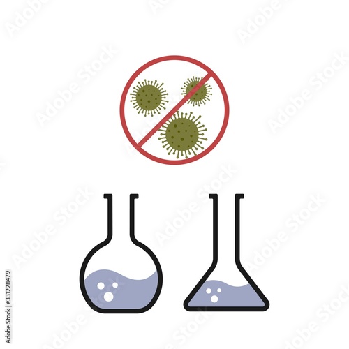 Coronavirus Covid-19 Corona virus icon. China pathogen respiratory infection influenza pandemic. virion of Corona-virus. Vector