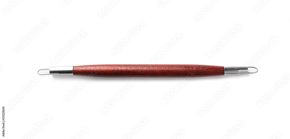 Tool for leather working isolated on white, top view Tool for leather working isolated on white, top view