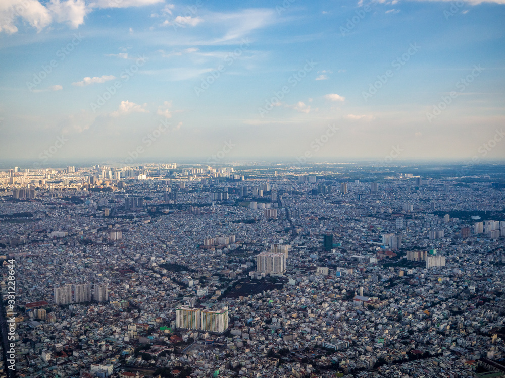 Aerial view of Ho chi minh city cityscape, Vietnam