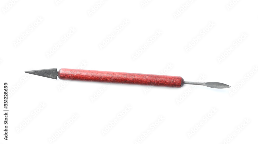 Tool for leather working isolated on white, top view Tool for leather working isolated on white, top view