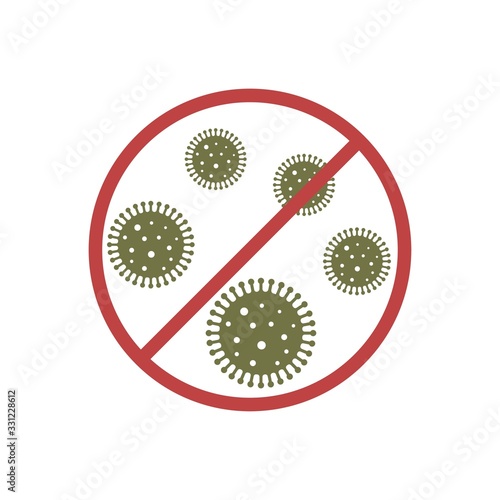 Coronavirus Covid-19 Corona virus icon. China pathogen respiratory infection influenza pandemic. virion of Corona-virus. Vector