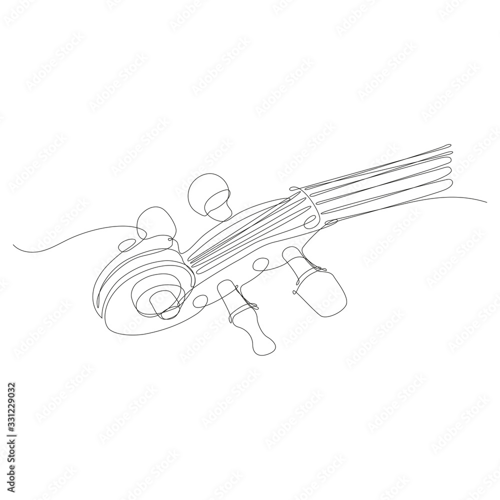Fototapeta particolare di violino disegnato in una singola linea continua