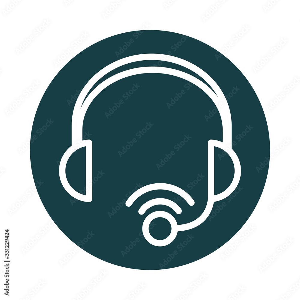 headset microphone voice sound block style icon headset microphone voice sound block style icon