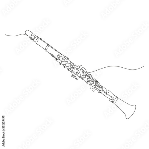 Foto clarinetto disegnato in una singola linea continua