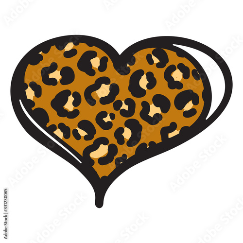 Cheetah heart print vector object isolated on white.