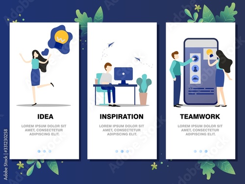 Mobile app flat templates concept.From idea to embodiment.