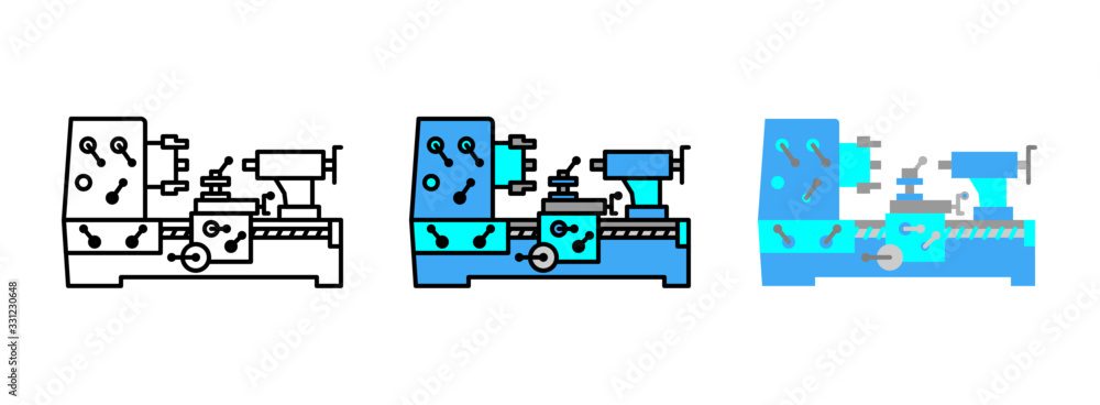 lathe machine icon set isolated on white background for web design ...